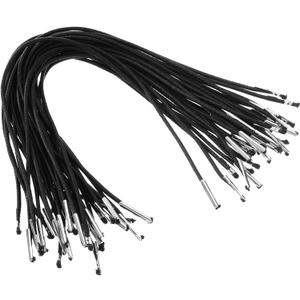 PATIKIL 10 Inch Elastic Barbed Cord, 100 Pcs 1.6mm Loop Stretch Round String with Metal Barb Fasteners for Hats Masks Menus Crafting Book, Black (25cm)