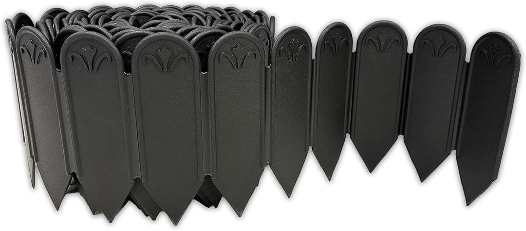 DAIM FlexWall Edge Landscape Edging, Fancy Garden Edging for Landscaping, Sturdy Garden Fencing & Landscape Border that Retain Soil & Stop Weeds, for Landscaping & Fencing Project, Black, 6" x 16.5 ft