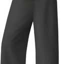 Huukeay Women's Cotton Linen Maternity Capris Pants, Lounge Pregnancy Cropped Pants Wide Leg Over The Belly Pockets Trouser(Dark Gray, Medium)