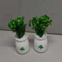 Nitial 2 Pcs St. Patricks Day Artificial Plants St. Patricks Shamrock Vase Decoration Green Plants Artificial Decoration Fake Plants for Office Clover Floral Small Greenery Decoration for Irish