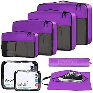 BAGAIL 8 Set/9 Set Packing Cubes Luggage Packing Organizer for Travel, Suitcase Packing Bags for Travel Accessories