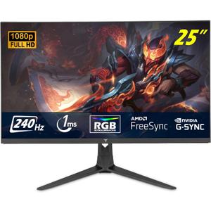 YEYIAN Avance 25 inch Gaming Monitor 240Hz, FHD 1080P Framless 25 PC Monitors 240Hz 1ms Flat VA Screen HDR 10, 2 HDMI & 1 DP Port, 92% sRGB Computer Monitor, Support Freesync and G-Sync, VESA Mount
