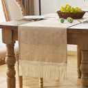 Baccessor Burlap Table Runner with Tassels Rustic Farmhouse Decorative Table Runners 13x108 inch Table Runner for Home Everyday Dining Room,Kitchen Dinner Holiday Party,Dresser and Decorations