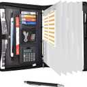 Eshow Portfolio Organizer - 3 Ring Binder with Zipper, Vegan Leather Business Padfolio Folder with Notepad Includes 5 Clear Sheet Protectors for Documents Files for Men Women