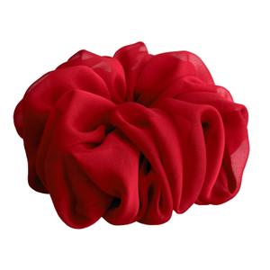 Big Scrunchies for Hair, Soft Cheer Chiffon large Ponytail Holder, Cute Birthday Gift for Women Girl Teen, Holiday Accessory (Red)