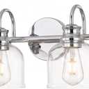 URSOLA 4 Lights 32" Bathroom Vanity Light Fixtures, Chrome Traditional Classic Vanity Light with Clear Glass, Bathroom Lighting Fixtures Over Mirror