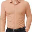 Lion Nardo Slim Fit Dress Shirts for Men Stretch Muscle Fit Long Sleeve Dress Shirts Wrinkle Free Formal Button Down Shirts (Orange, XXL)