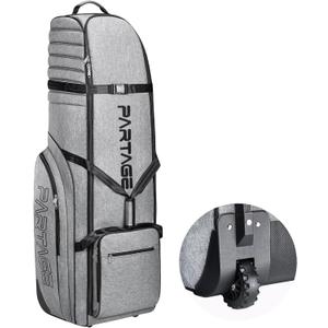 Partage Golf Travel Bag with Wheels, Golf Travel Case for Airlines, 900D Heavy Duty Oxford (Gray)