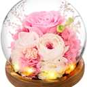 Forever Flowers Gifts for Mom .Birthday Gifts for Women, Preserved Flowers in Glass Fresh Flowers for Delivery Prime Pink Roses for Grandma Sister Daughter