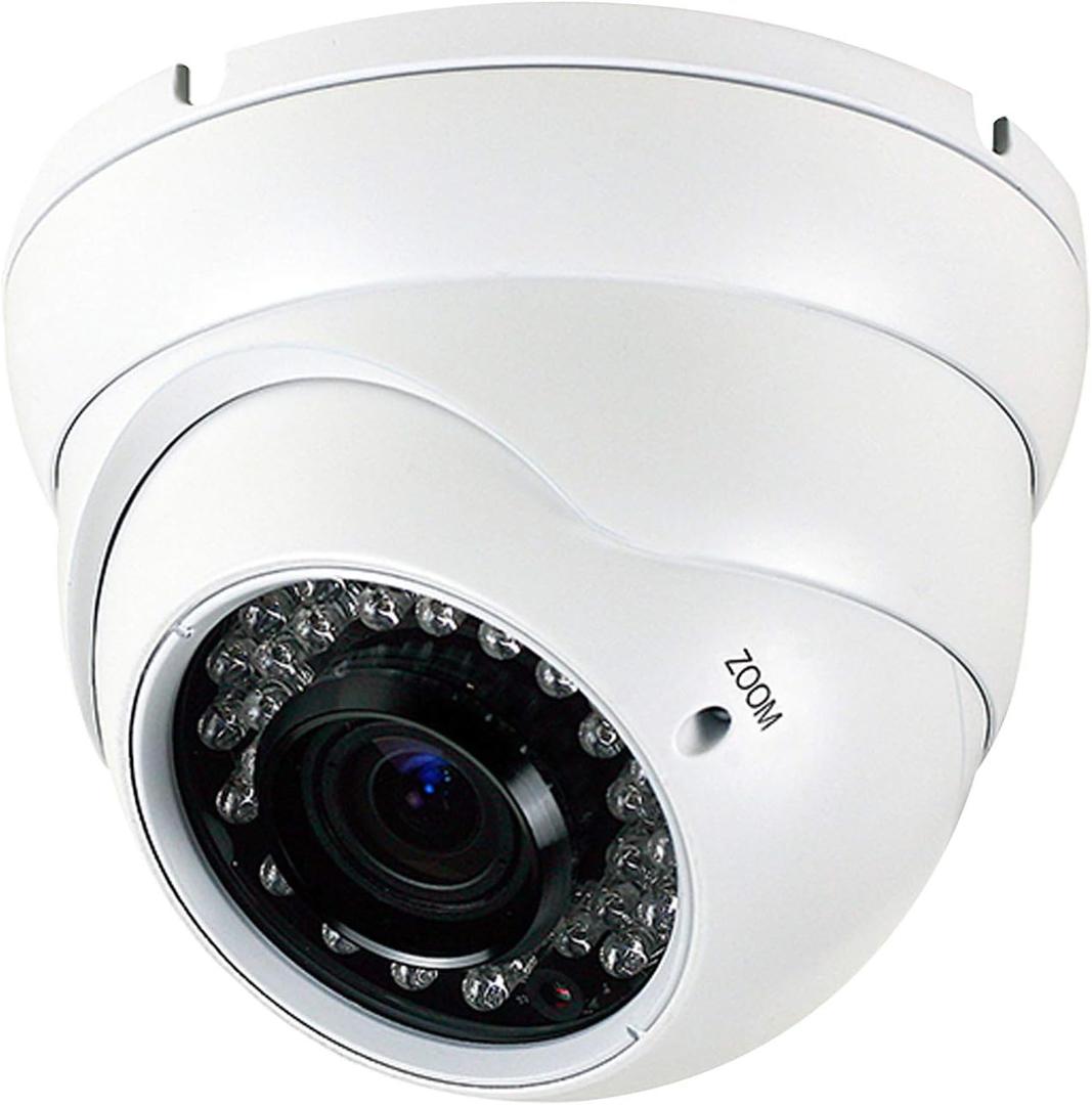 Analog CCTV Camera HD 1080P 4-in-1 (TVI/AHD/CVI/CVBS) Security Dome Camera Outdoor, 2.8mm-12mm Manual Focus/Zoom Varifocal Lens, Weatherproof Metal Housing 36 IR-LEDs Day & Night Monitoring (White)