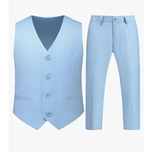 Boys Vest Suits 2 Piece Outfit Tuxedo Set for Kids Size 4-14 Formal Suit for Boys with Vest and Pants Set Slim 10Y