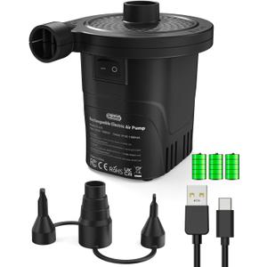 Dr.meter Air Pump for Inflatables, Rechargeable 4000mAh Battery Air Mattress Pump - Portable Quick-Fill Inflator Deflator for Outdoor Camping Inflatable Pool Float Boat Raft Yoga Ball Swim Ring Airbed