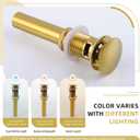 Angle Simple Bathroom Sink Drain Stopper Glossy Deep Titanium Gold Color, Brass Pop Up Sink Stopper with Overflow Hole for Sink with 1.61 to 2 Inches Drain Hole