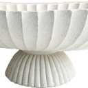 14.5" Large Decorative Long Bowl - Light Gray Fluted Scalloped Decorative Bowls for Home Decor - Ruffle Decor,Stylish Key Bowl for Entry Table,Decorative Fruit Bowl for Kitchen Counter