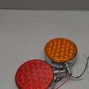 2Pcs 4" Double Face Led Turn Signal Lights 48LED, Round Double Face Led Fender Pedestal Lights Stop Turn Tail Amber/Red Post Mount Dual Trailer Lights 10V-30V for Truck Trailer Towing