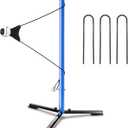 PLAYAPUT Youth Baseball Swing Trainer with Auto-Reset, Adjustable Ball Height Hitting Trainer with Real Ball, Stable Triangle Base, Softball Swing Trainer Solo Practice Improve Accuracy & Power