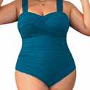 Yonique Plus Size One Piece Swimsuit for Women Tummy Control Bathing Suit Ruched Swimwear Teal 20W