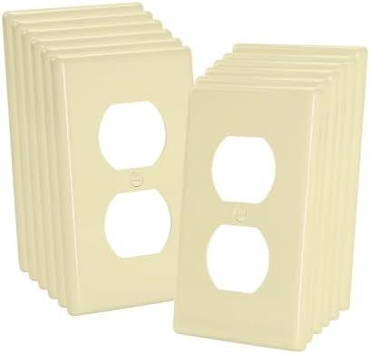 Bates- Duplex Wall Plate, 5.5" x 3.5"/Over Size, 12 Pack, Ivory, Electrical Outlet Cover Plates, Wall Outlet Cover