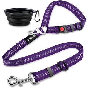 2 Piece Set Dog Seat Belt - Retractable Car Seatbelts, Adjustable Pet Restraint for Vehicle Headrest, Heavy Duty, Elastic & Durable Harness (Purple)