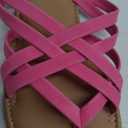Luoika Women's Wide Width Flat Sandals, Flip Flop Slides Sandal Casual Strapy Sandal Slip on Summer Beach Shoes for Women. (7 X-Wide, Pink)