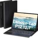 Backlit Keyboard Case Touch for Lenovo Tab P12 12.7" 2024/2023 (TB370FU), Bluetooth Keyboard with Trackpad & Twill Cover Case & Adjustable Kickstand for Lenovo Tab P12