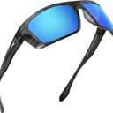 KastKing Huzzah Polarized Sport Sunglasses for Men and Women, Ideal for Driving Fishing Cycling and Running,UV Protection (Frame: Gloss Tal Gray /Lens: Smoke - Blue Ocean Mirror)