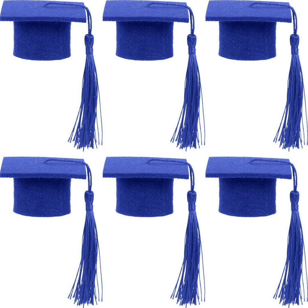 Blue Graduation Hat Bottle Covers Mini Graduation Caps with Tassel