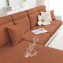 Smiry Waterproof Couch Cushion Covers, Stretch Jacquard Sectional Couch Covers, L Shape Chaise Lounge Sofa Slipcover, Washable Elastic Furniture Protector for Pets, Kid (Chaise Cover, Rust)