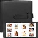 Veicevol 360 Pockets Photo Album for Fujifilm Instax Mini Camera, Album for Polaroid Photo, Leather Cover, Photo Album for Fujifilm Instax Mini 12 11 9 40 8 7 Evo LiPlay Camera,Black