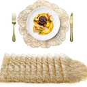 WUWEOT 12 Pack Gold Vinyl Placemats, 15 Inches Metallic Table Mats, Washable Easy Clean Centerpiece Placemat, No-Slip Heat Resistant Mats for Christmas Thanksgiving Holiday Party Wedding