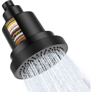 High Pressure Shower Head with Filter for Hard Water Softener - 3 Gears' Boosting Pressure with 25 Stage Filtration - Removes 99.945% Chlorine & Heavy Metals for Healthier Skin/Hair - Matte Black