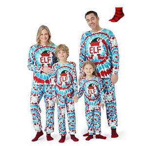 PATPAT Family Matching Christmas Pajamas, Tie Dye Elf Christmas Holiday Pjs Sets Long Sleeve Sleepwear, Kids 6-7 Years