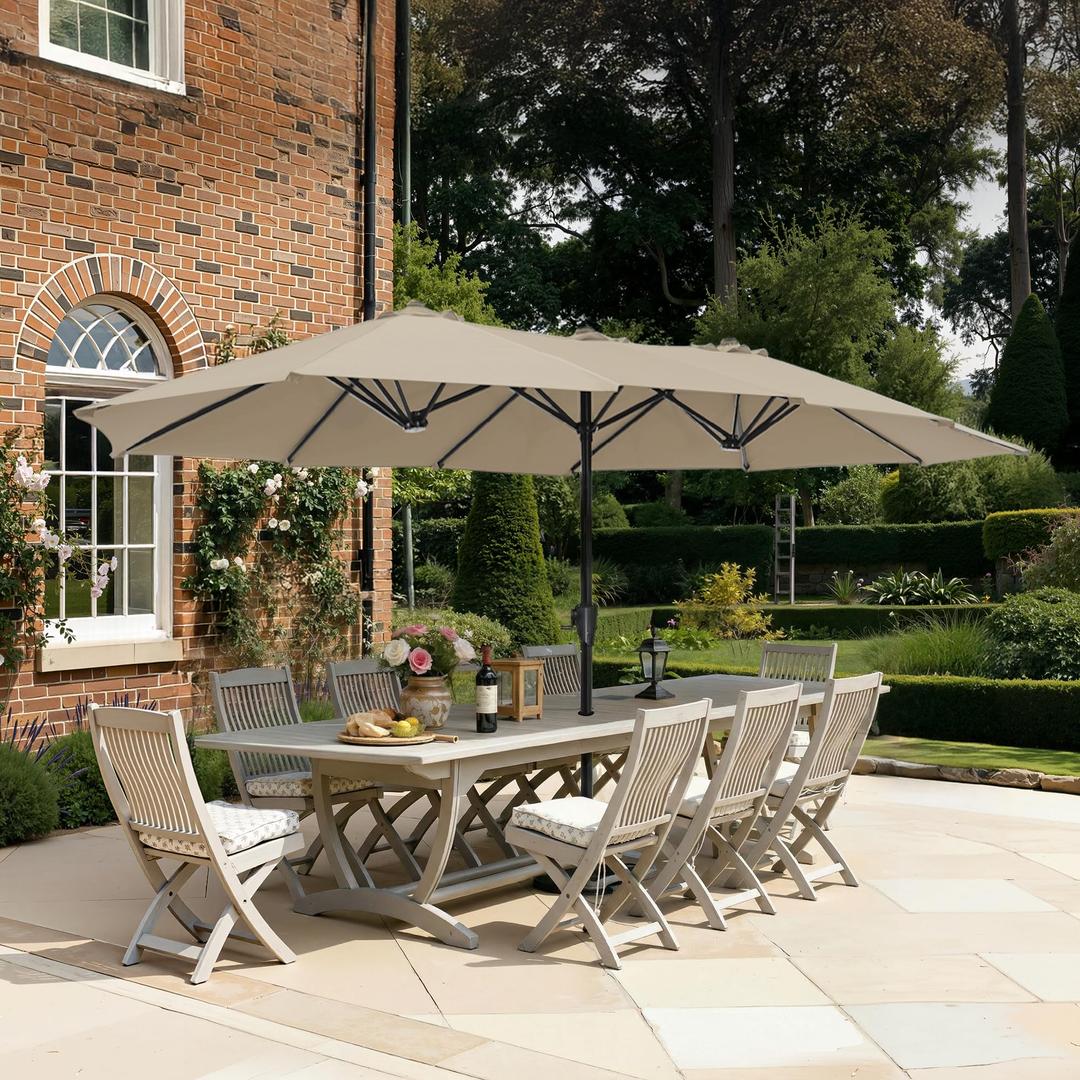 SUPERJARE 13FT Outdoor Umbrella for Patio, Double sided Pool Umbrellas with Fade Resistant Canopy, Large Table Umbrella for Deck, Market, Backyard - Warm Beige
