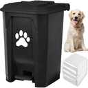 tebiete Dog Poop Trash Can Outdoors Pet Waste Station with Lid Dog Waste Disposal Container with Removable Inner Bin Bucket Hands-Free Pedal Garden Yard Home with Waste Bags, Black