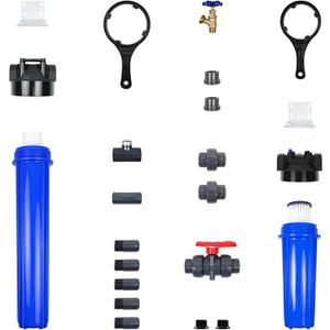 Aquasana Pre-Filter, Post-Filter & Assembly Kit Bundle | 20" Sediment Filter | Captures Dirt, Rust & Silt | Drain Valve & Shut-Off Valve | WH-STD-Install | for Whole House Systems