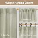 LAMIT Sage Grey Linen Boho Curtains 80 inch Length 2 Panels, Light Filtering Semi Sheer Panels Back Tab and Rod Pocket Neutral Drapes for Bedroom/Living Room, 52 x 80 Inch