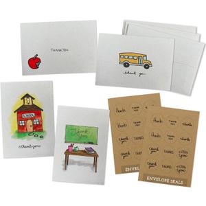 Sugartown Greetings School Thank You Cards - 24 Note Cards & Envelopes with Kraft Sticker Seals