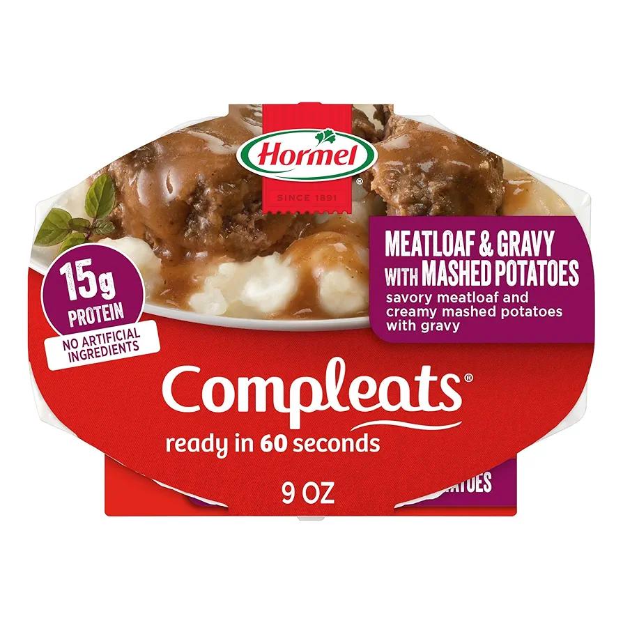 HORMEL COMPLEATS Meatloaf & Gravy With Mashed Potatoes Microwave Tray, 9 oz. (6 Pack), DEC 07/2026