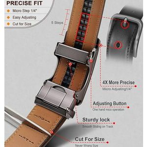 BULLIANT Men Belt, Ratchet Belt Adjustable For Gift Men Dress Jeans 1 3/8"-Cut For Fit, (Brown)