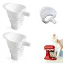 2PCS Flour Funnel Universal Stand Mixer Attachment Anti-Splash & Mess-Free Baking Tool Dishwasher Safe for Easy Clean Perfect for Both Flour and Liquids (White)