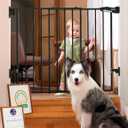 Babelio Baby Gate for Stairs, Kitchen & Doorways, No Bottom Bar| One-Handed Operation| Auto-Close| Hardware Mount (Drill Needed) Safety Dog/Pet Gate (Black - B17, 26-43" W, 28" H)