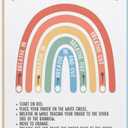 Rainbow Breathing Calm down Poster Kids Teens Mindfulness Coping Skills Activity Grounding Technique Calming Strategies School Counselor Prints Posters Metal Tin Sign Wall Art Deco Pack Of 2