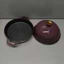 Flavehc Bread Oven Cast Iron Bread Dutch Oven with Cloche Lid for Bread Baking Magenta Enameled Cast Iron Bread Oven with Dome Lid for Sourdough, 9.8 Inches