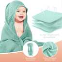 Preboun 4 Pcs Muslin Hooded Baby Towels,32"x 32" Cotton Newborn Bath Towel Muslin Infant Baby Blankets Absorbent Unisex Newborn Registry Gift for Girls Boys(Warm Colors)