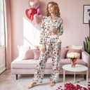 Unisex Ultra Soft Pajama Set, Valentines Pajamas, Soft Warm Matching Sleepwear Gift for Women Men (White, XL)