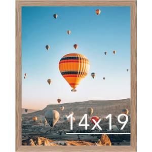 JCJMY 14x19 Picture Frame for Poster Photo Picture, Horizontal and Vertical Formats for Wall Hanging, 14 x 19 Wall Gallery Poster Photo Frame with Shatter Resistant Plexiglass, Rustic Brown
