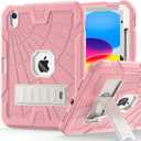 SIBEITU iPad 11th A16 2025/ 10th Generation Case for Kids Girls, Shockproof Rugged iPad 10th 10.9 Inch Case 2022 with Kickstand & Pencil Holder, 3-Layer Protective Cute 10 Gen Cover for Women, Pink