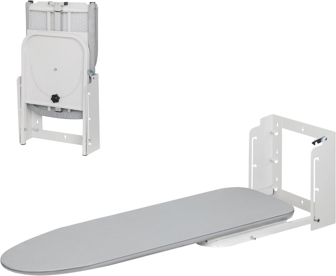 Zoes Homeware Wall Mounted Ironing Board, 180 Rotation, Space-Saving Fold Down, 36" x 12", Silver