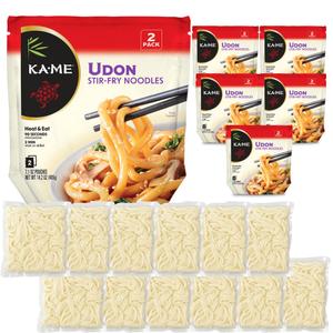 KA-ME Udon Noodles - Fresh Cooked Stir Fry Noodles 14.2 oz (Pack Of 6), No Preservatives/MSG, Instant & Microwaveable, Perfect for Traditional Hot & Cold Dishes, Quick Soup or Stir-Fry & More (EXP 11/04/26)