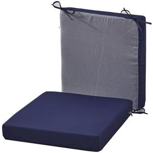 20 x 18 Inch Outdoor Chair Cushions for Patio Furniture UV Resistant Non Slip Waterproof Replacement Patio Seat Cushion with Ties Set of 2, Navy Blue